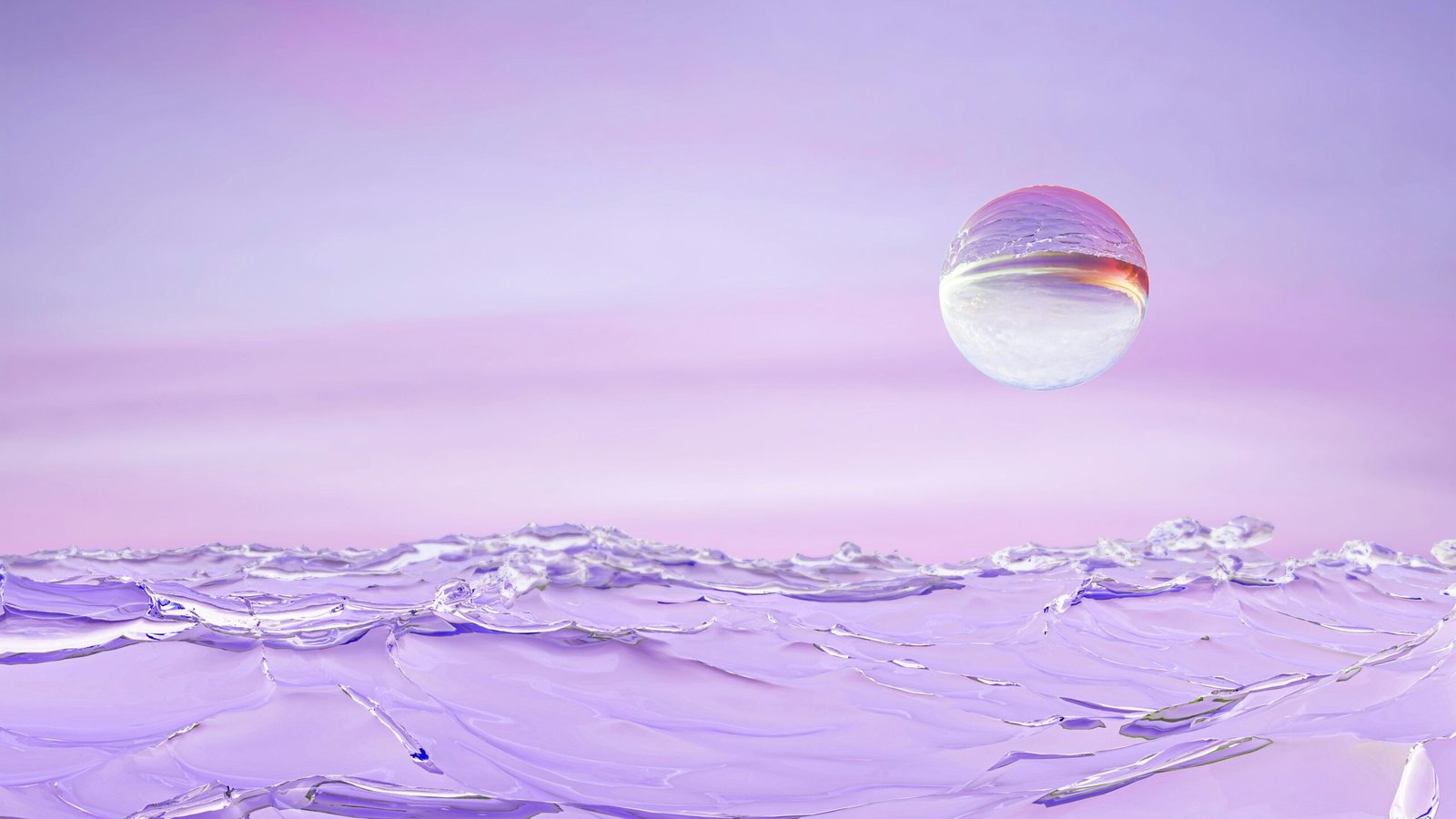 an abstract photo of water and a pink sky